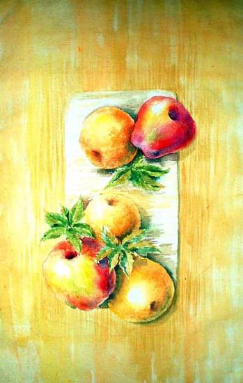 Painting by Sanika Dhanorkar - Apples on the Table Mat