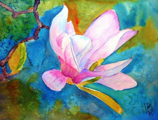 Paintings by Sarabjit Kaur - Summer Magnolia