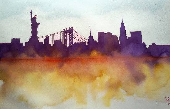 Paintings by Sarabjit Kaur - NYC skyline