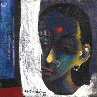 Painting by G A Dandekar - Waiting