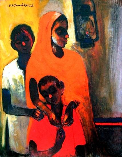 Painting by G A Dandekar - Waiting