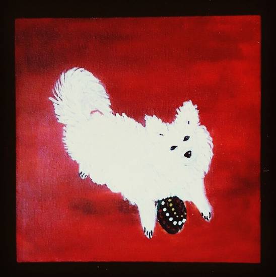 Painting by Amrita Kaur Khalsa - Roxie - Cute puppy