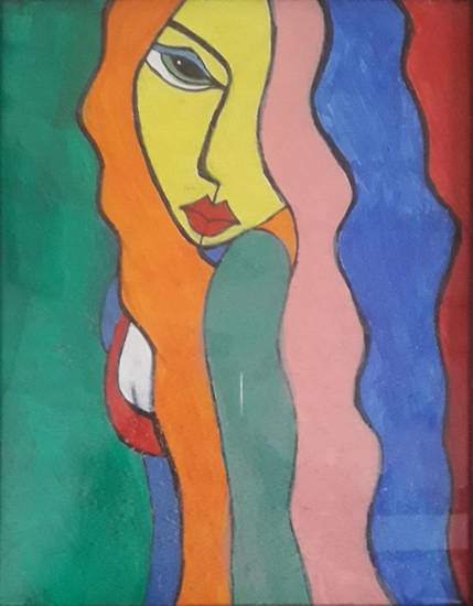 Painting by Amrita Kaur Khalsa - Abstract girl painting