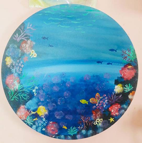 Painting by Amrita Kaur Khalsa - Ocean Coral Reef