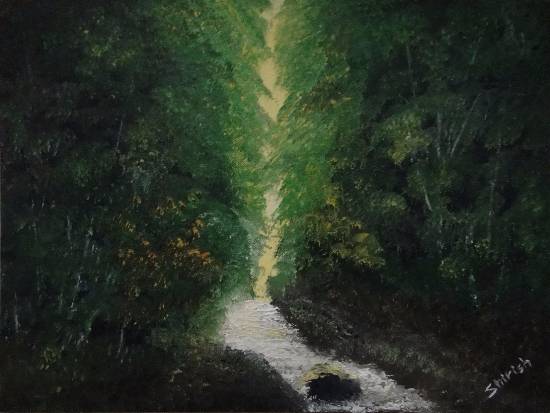 Paintings by Shirish Deshpande - Stream in the Jungle