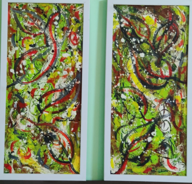Paintings by Shalini Goyal - Panels in  abstract designs on canvas in acrylic paints