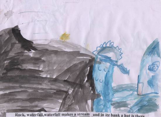 Painting by Sreebhadra Suraj - Waterfalls