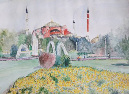 Painting by Mangal Gogte - Aya Sofia, Istanbul, Turkey
