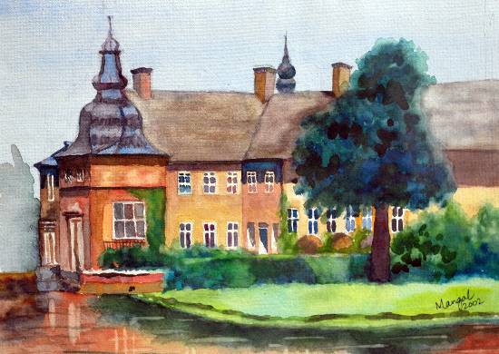 Painting by Mangal Gogte - Staying by the river, Scotland