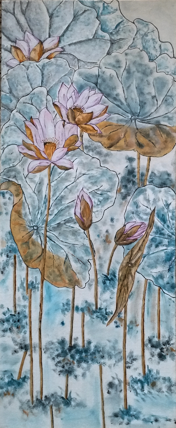 Painting by Mangal Gogte - Lotus