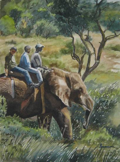 Paintings by Poonam Juvale - Elephant Riding