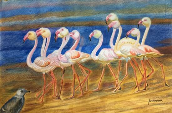 Paintings by Poonam Juvale - A Pink Panorama