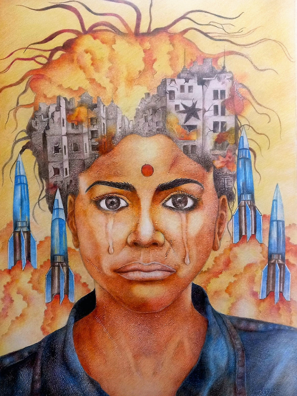 Painting by Bipul Singh - Face of War