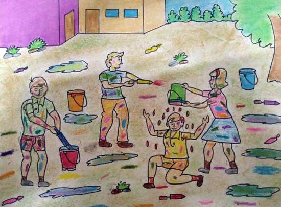 Painting by Aaryan Umesh Kulkarni - Holi Festival