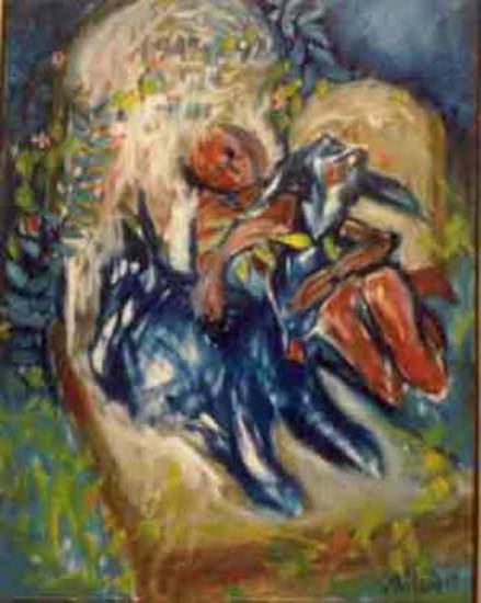 Painting by Milon Mukherjee - Playmate