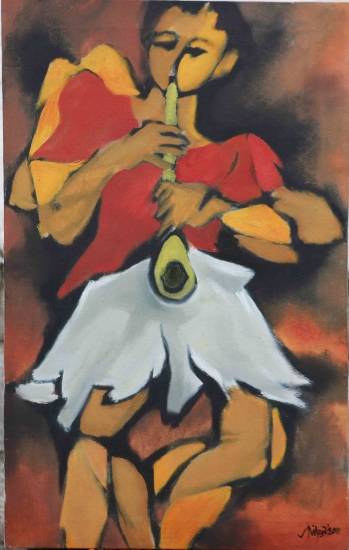 Painting by Milon Mukherjee - Shehnai