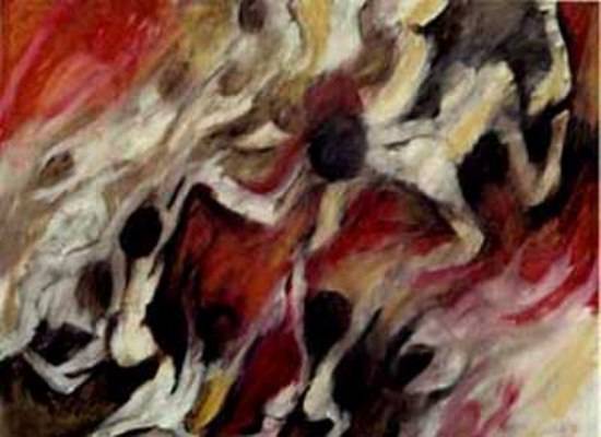 Painting by Milon Mukherjee - Waves of Children