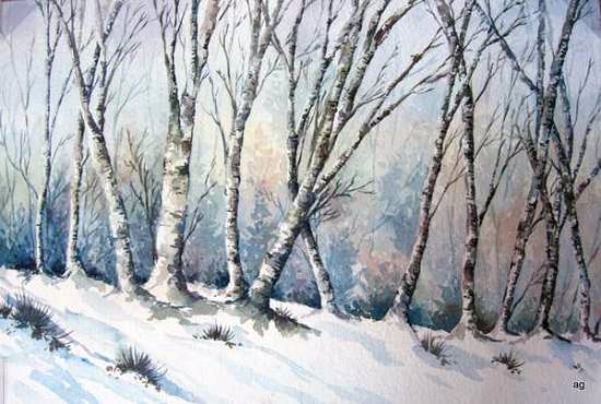 Paintings by Asmita Ghate - Winter Forest