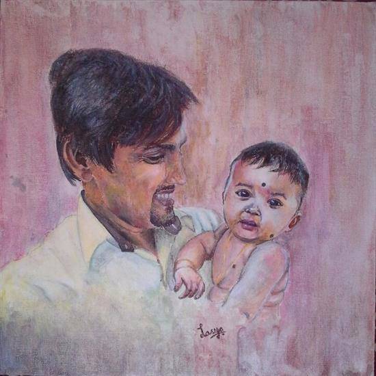 Painting by Lasya Upadhyaya - Dad & Daughter