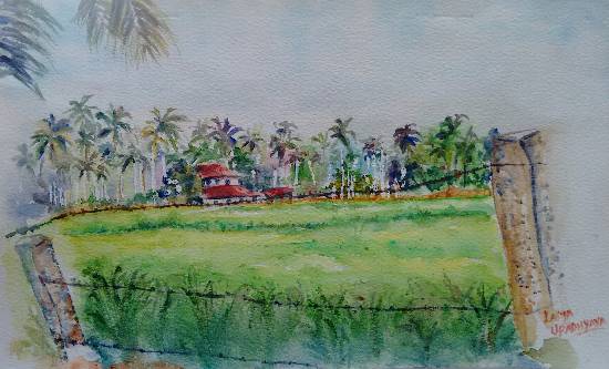 Painting by Lasya Upadhyaya - Lush greens of Malnad