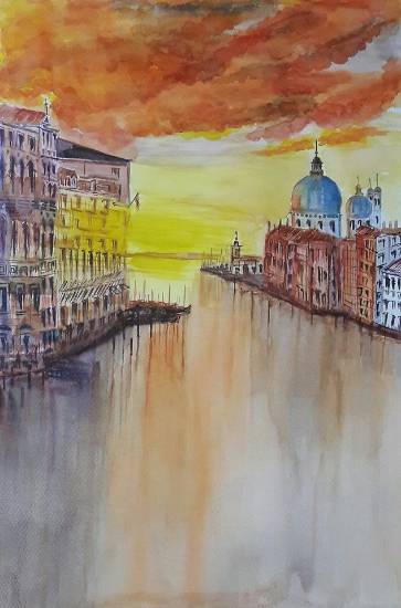 Paintings by Vikram Jadhav - Venice in the eve