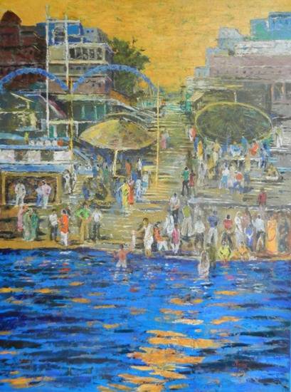 Painting by Nalini Bhagwat - Banaras - I