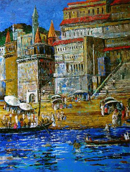 Painting by Nalini Bhagwat - River Ghats - IV