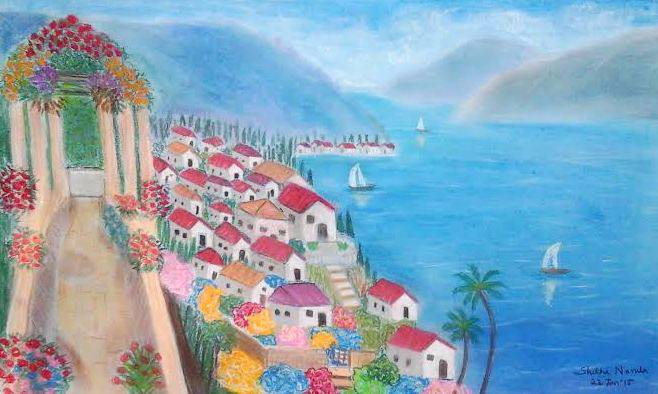 Painting by Shikha Narula - A Peaceful Retreat in Italy