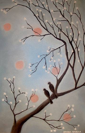Painting by Shikha Narula - A Glimpse of the Heavenly Twilight