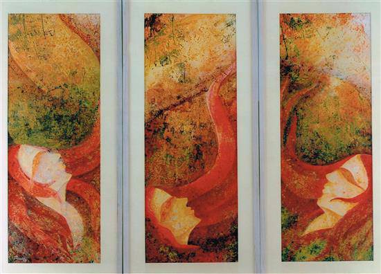 Painting by Priyanka Goswami - Untitled - VII (Set of 3)