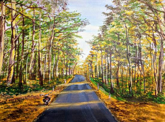 Paintings by Namrata Bothra - Ride in the woods
