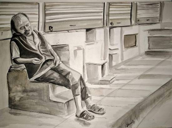 Painting by Namrata Bothra - Hard earned Rest