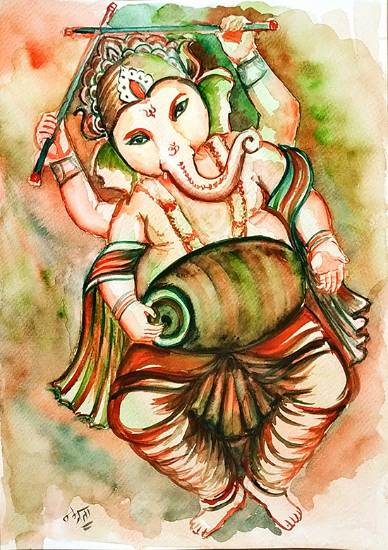 Paintings by Namrata Bothra - Ganesha Rhythm-Pa