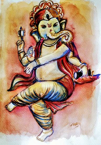 Paintings by Namrata Bothra - Ganesha Rhythm-Ni