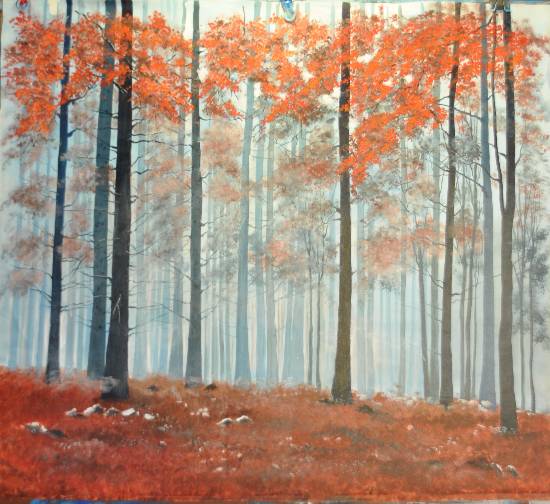 Paintings by Reeta Desai - Scarlet Sunrise