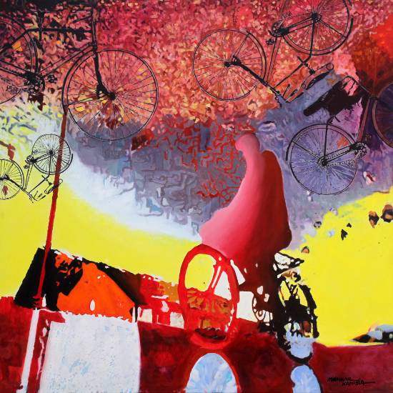 Painting by Manhar Kapadia - Bicycle