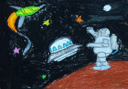 Painting by Antara Shivram Desai - Space Science