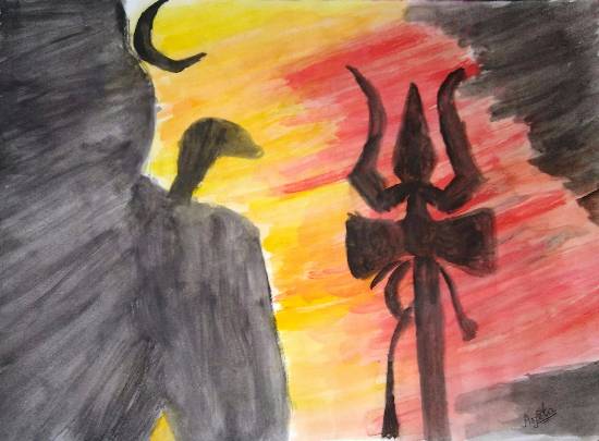 Painting by Arpita Bhat - The Destroyer - Shiva