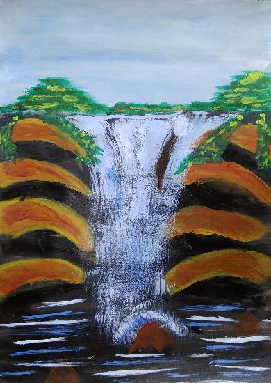 Painting by Arpita Bhat - Waterfalls
