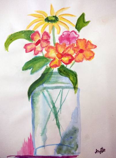 Painting by Arpita Bhat - Garden Fresh Flowers