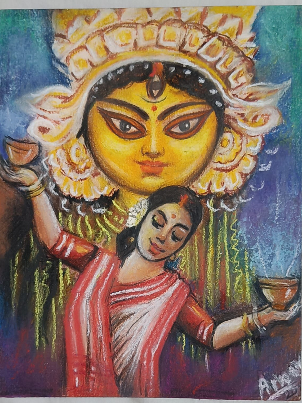 Painting by Arnav Alok - Durga Puja