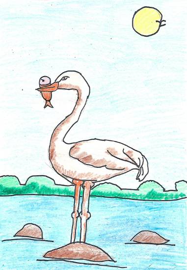 Painting by Isha Bhattacharjee - Crane