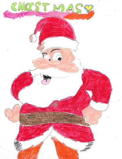 Painting by Isha Bhattacharjee - Santa Liverpool