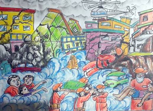 Painting by Jeeban Purohit - Flood