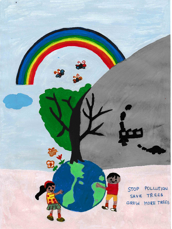 Painting by J S Anshika - Save Trees