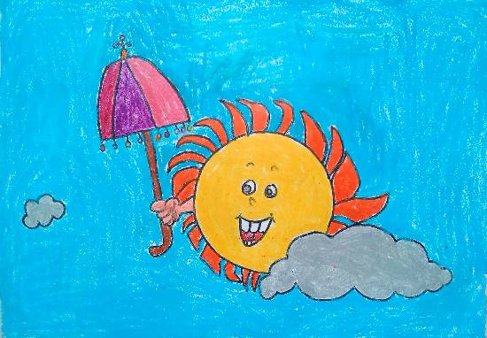 Painting by John P Anson - The sun with an umbrella