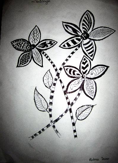 Painting by Parinaz Hoshedar Davar - Zentangles