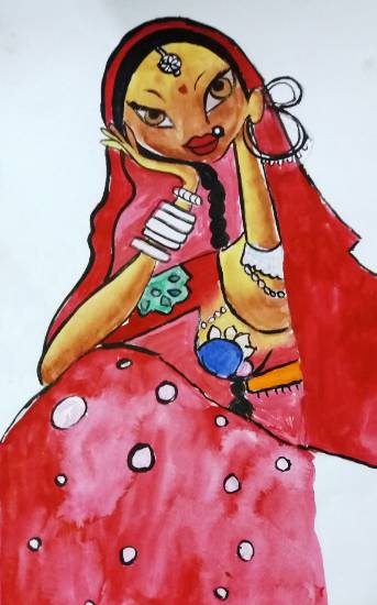 Painting by Parinaz Hoshedar Davar - Indian lady