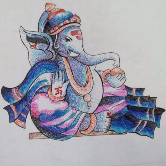 Painting by Vaishnavee Kailas Puntambekar - Ganesh - 1