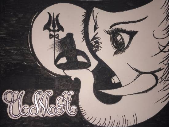 Painting by Uma Maharana - Lord Shiva And Ganesha